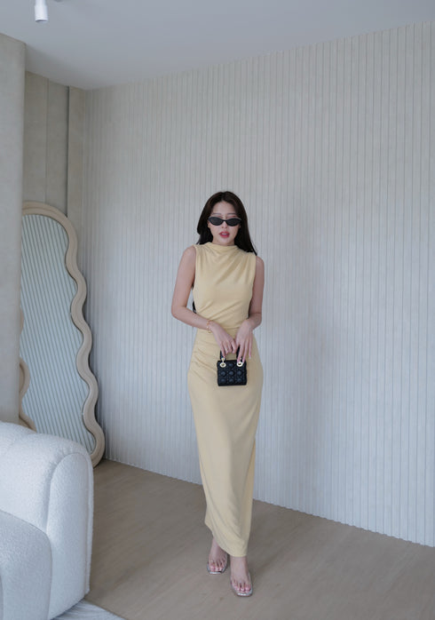 High Neck Sleeves Long Body-con Dress